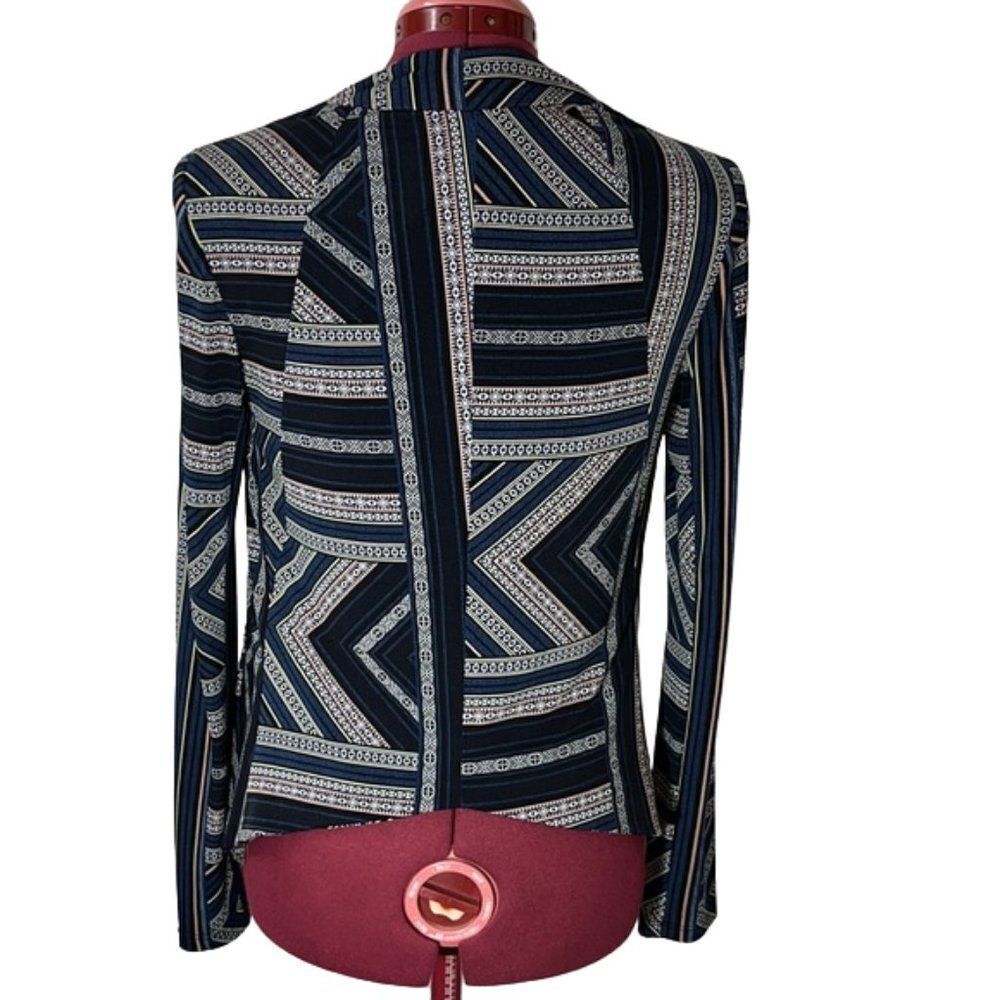 Bcbgeneration Navy Multi-Pattern Draped Jacket Sm… - image 7